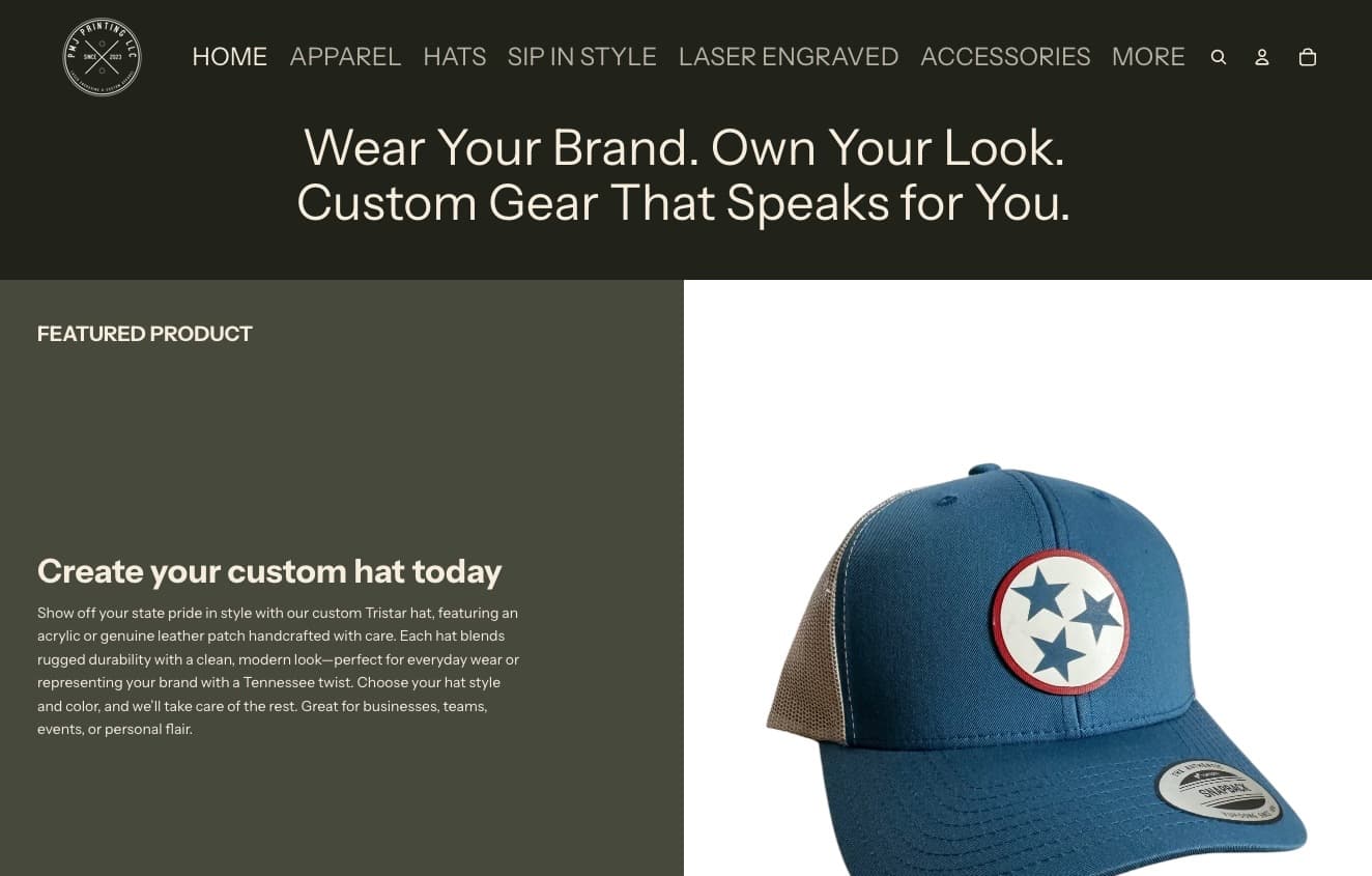 PMJ Printing — Landing page, before redesign